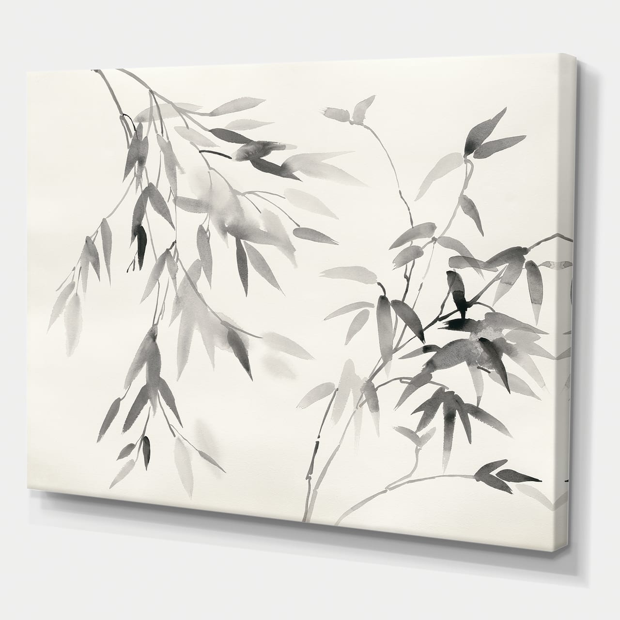 Designart - Bamboo Leaves II - Farmhouse Premium Canvas Wall Art
